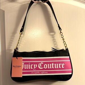 Juicy Couture Black and Gold Shoulder Bag with Chain Detail